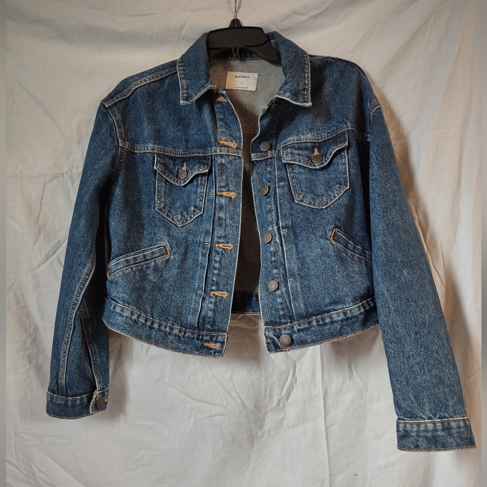 Old Navy Cropped Dark Denim Jacket